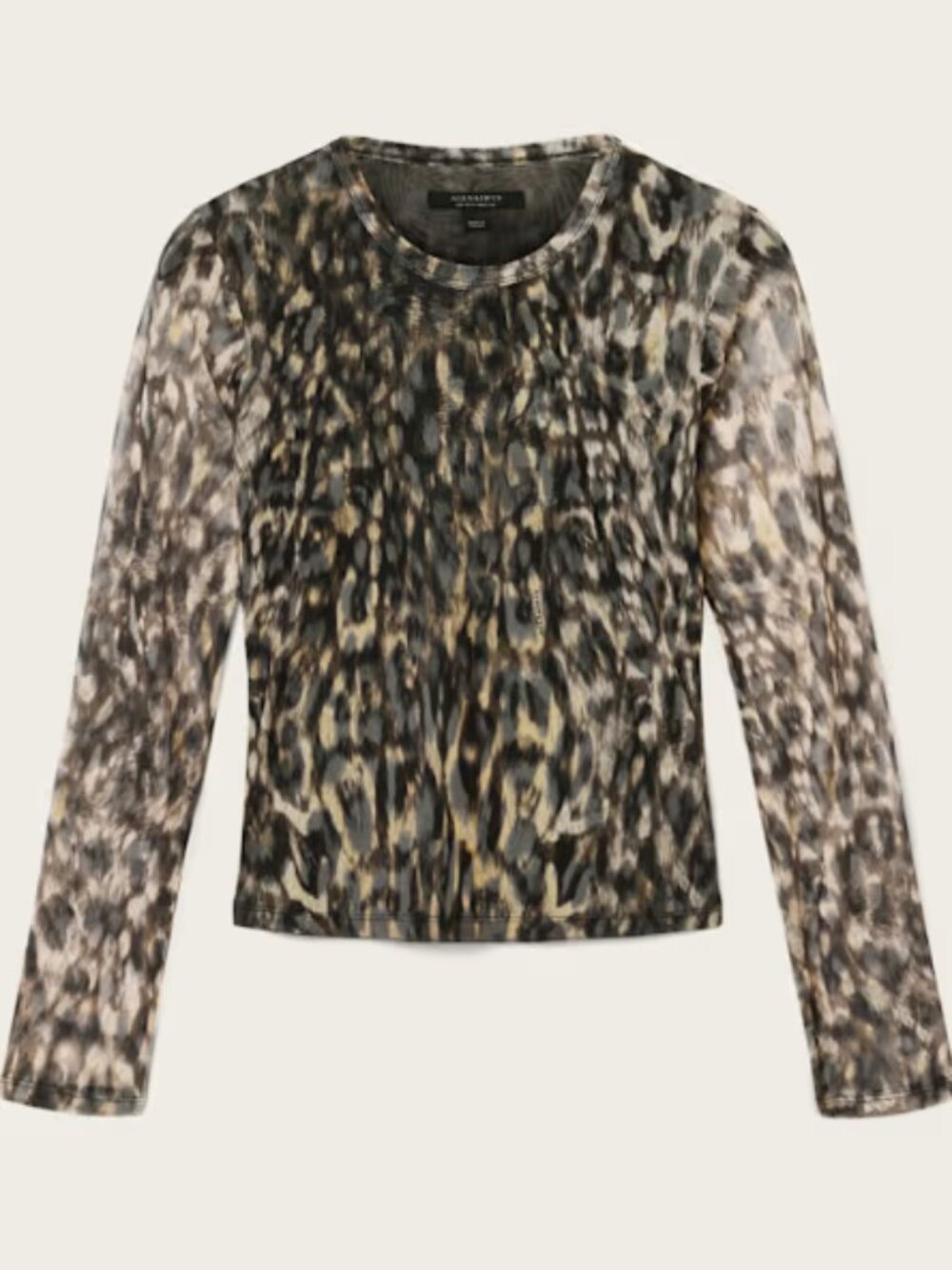 AllSaints Ellie Mesh Leopard Print Long Sleeve Top NWOT UK 6 US 2 EU 34